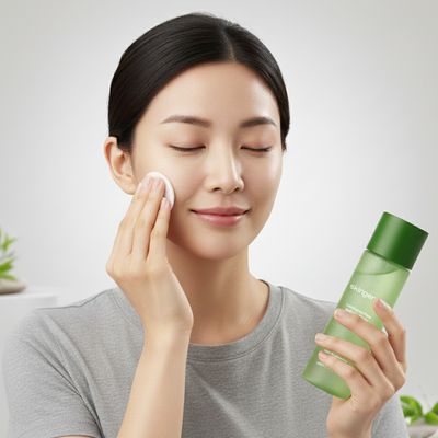 After cleansing, applyan adequate amount toa cotton pad